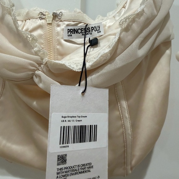 Princess Polly Strapless Lace-Trim Bustier Top in Cream - 8 - Picture 3 of 3